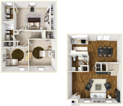 Floor plan for 3 beds, 2.5 baths, 1250 sqft